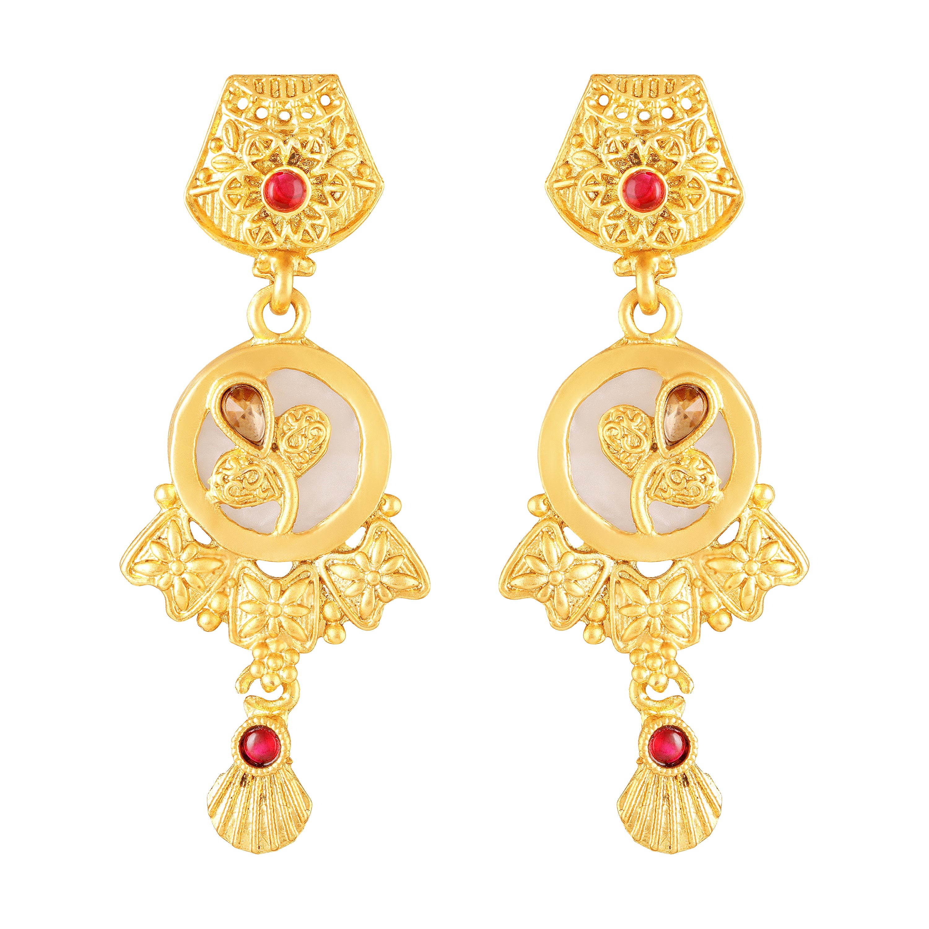 Mah Traditional Gold-Plated Necklace Set with Intricate Kundan Pendant and Matching Earrings for Women (NL1108132G)