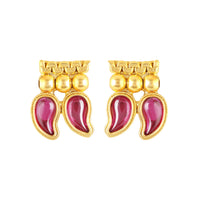 Mahi Traditional South Indian Mango Mala Necklace Set with Kundan for Women Temple Jewellery Style with Matching Earrings (NL1108133G)