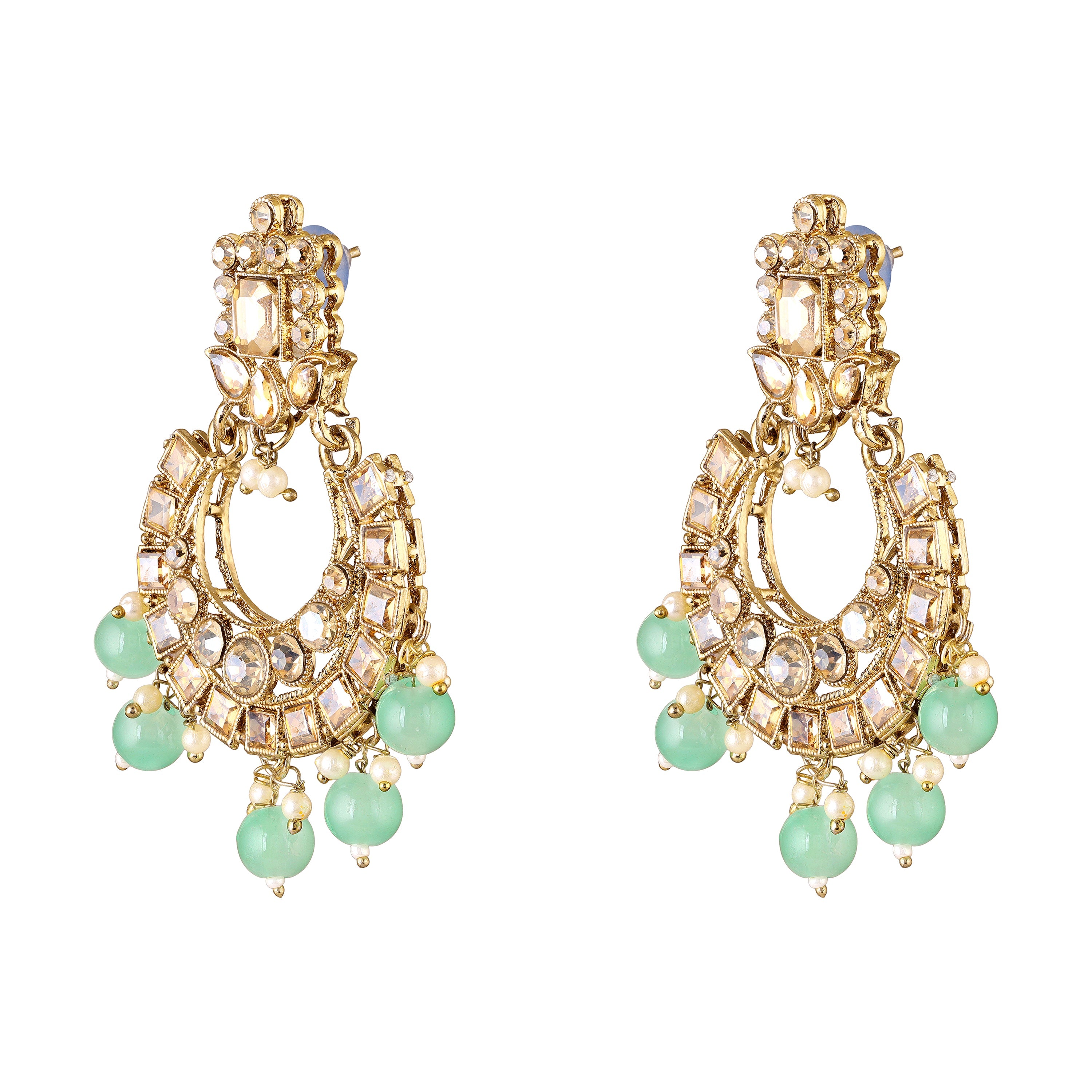 Mahi Traditional Kundan & Glass Beads Choker Jewellery Set with Earrings & Maang Tikka Necklace Set  for Women & Girls (NL1108134G)