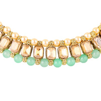 Mahi Traditional Kundan & Glass Beads Choker Jewellery Set with Earrings & Maang Tikka Necklace Set  for Women & Girls (NL1108134G)