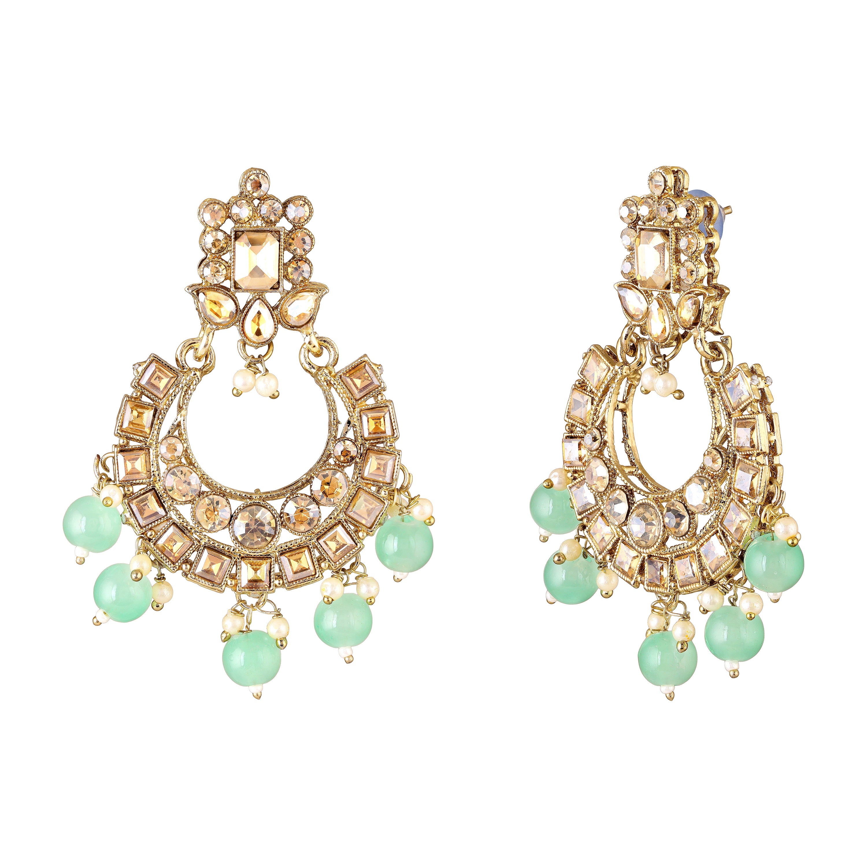 Mahi Traditional Kundan & Glass Beads Choker Jewellery Set with Earrings & Maang Tikka Necklace Set  for Women & Girls (NL1108134G)