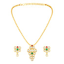 Mahi Traditional Gold-Plated Kundan Necklace Set with Matching Earrings for Women (NL1108135G)