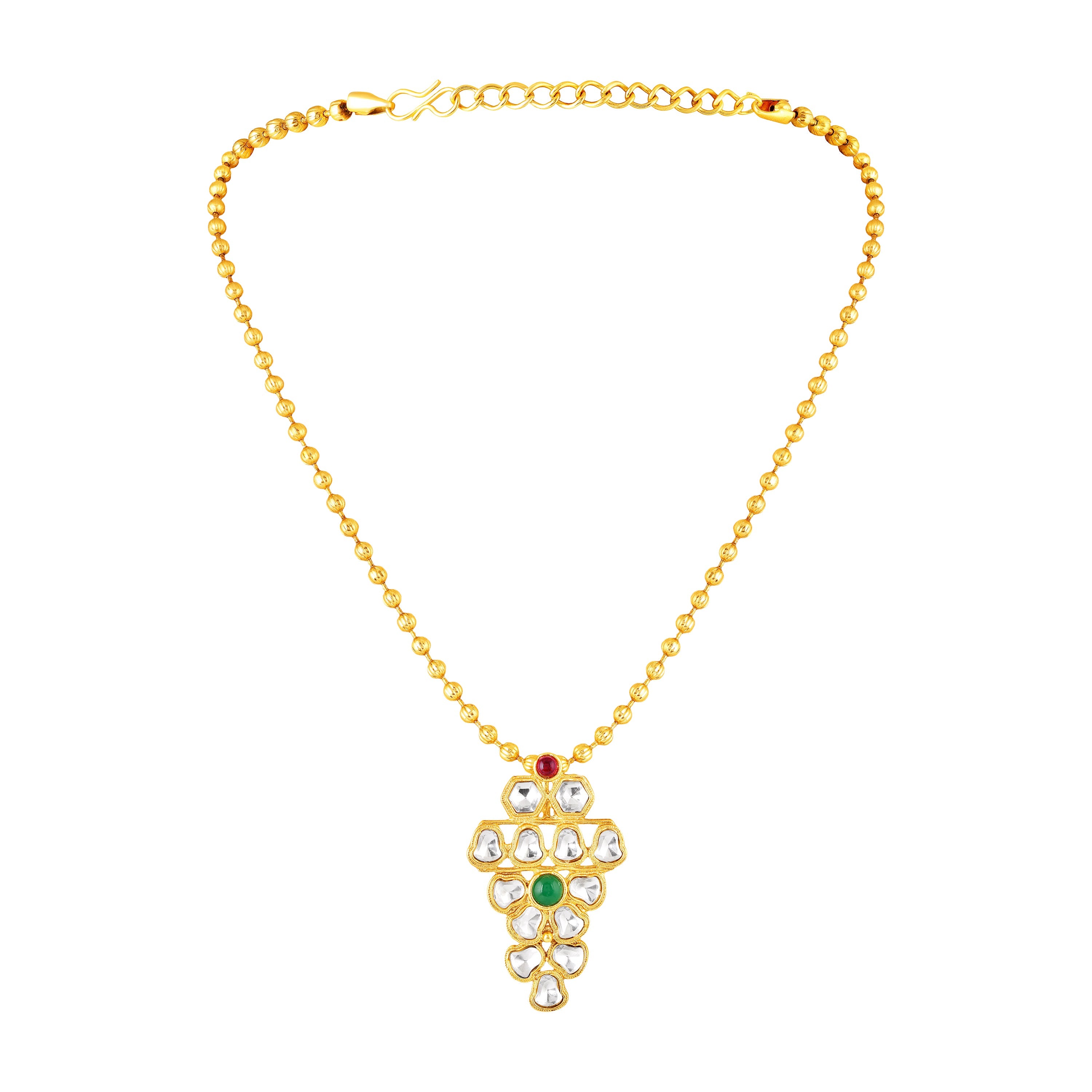 Mahi Traditional Gold-Plated Kundan Necklace Set with Matching Earrings for Women (NL1108135G)