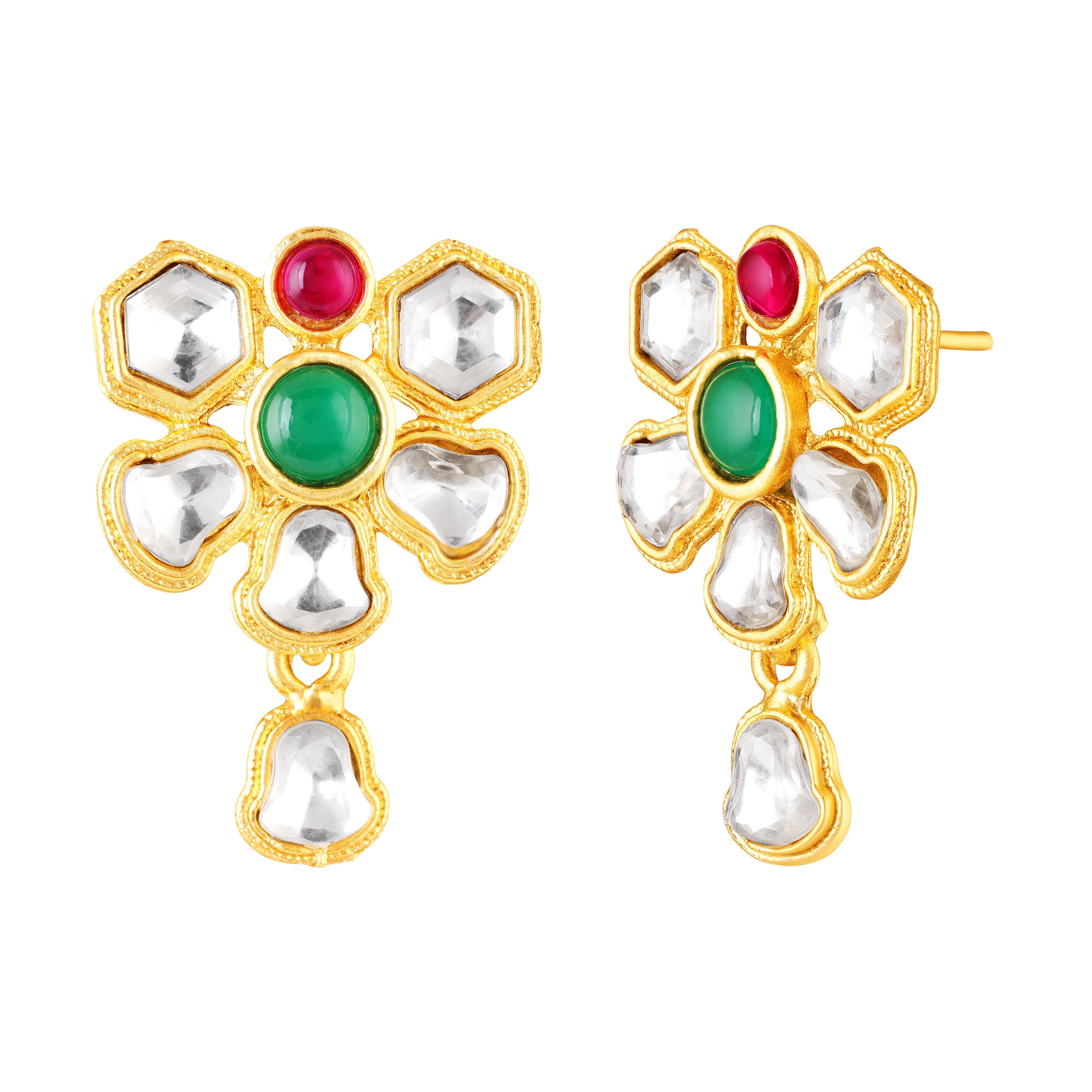 Mahi Traditional Gold-Plated Kundan Necklace Set with Matching Earrings for Women (NL1108135G)