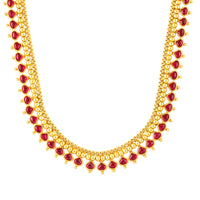 Mahi Traditional Gold Plated Long Necklace Set for Women with Kundan Red Stones & Earrings | Bridal & Ethnic Indian Jewelry (NL1108136GRed)