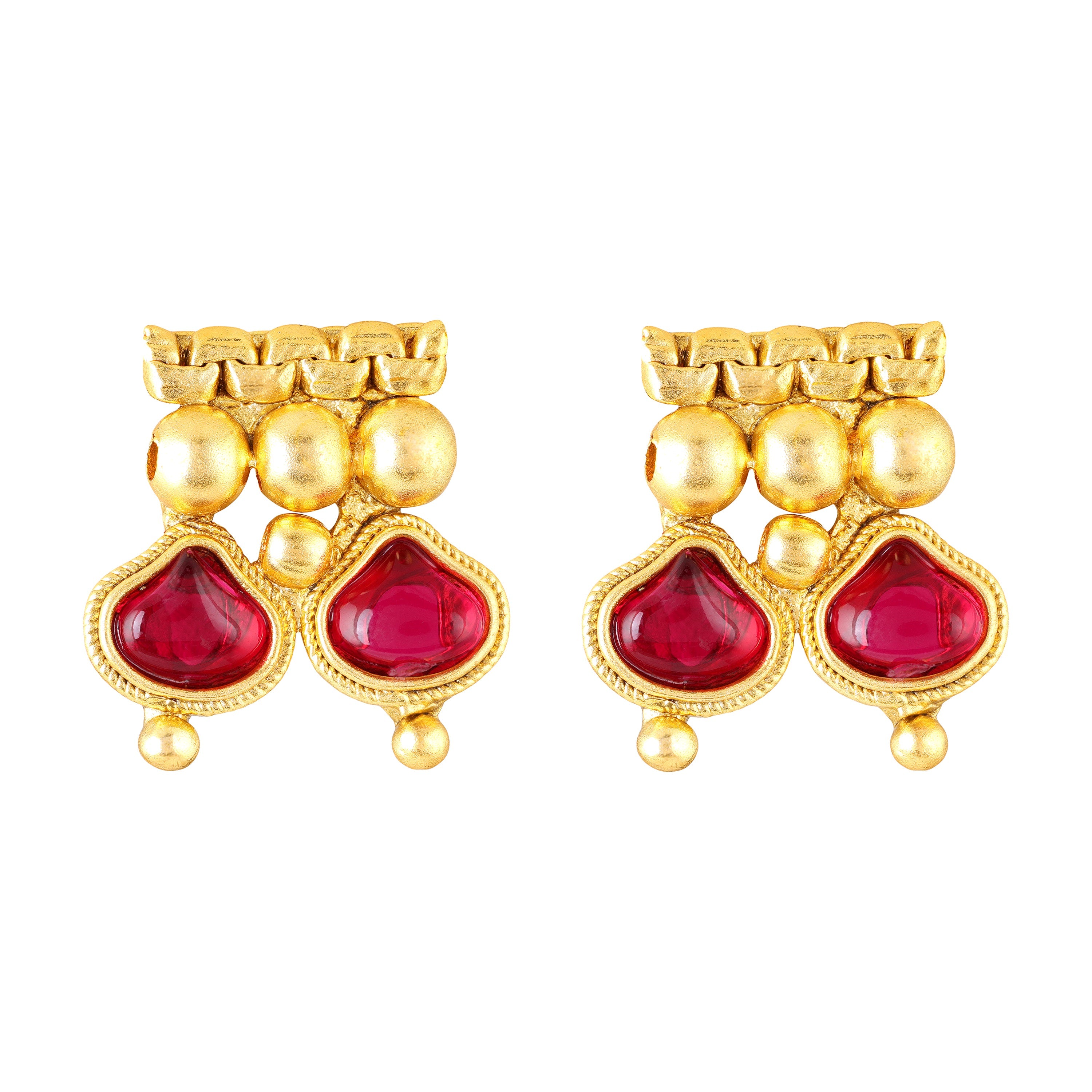 Mahi Traditional Gold Plated Long Necklace Set for Women with Kundan Red Stones & Earrings | Bridal & Ethnic Indian Jewelry (NL1108136GRed)