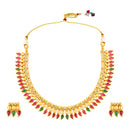 Mahi Traditional South Indian Temple Necklace Set with Earrings for Women | Bridal & Festive Jewellery Set | Kundan Red & Green Design (NL1108137G)