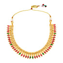 Mahi Traditional South Indian Temple Necklace Set with Earrings for Women | Bridal & Festive Jewellery Set | Kundan Red & Green Design (NL1108137G)