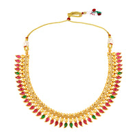 Mahi Traditional South Indian Temple Necklace Set with Earrings for Women | Bridal & Festive Jewellery Set | Kundan Red & Green Design (NL1108137G)