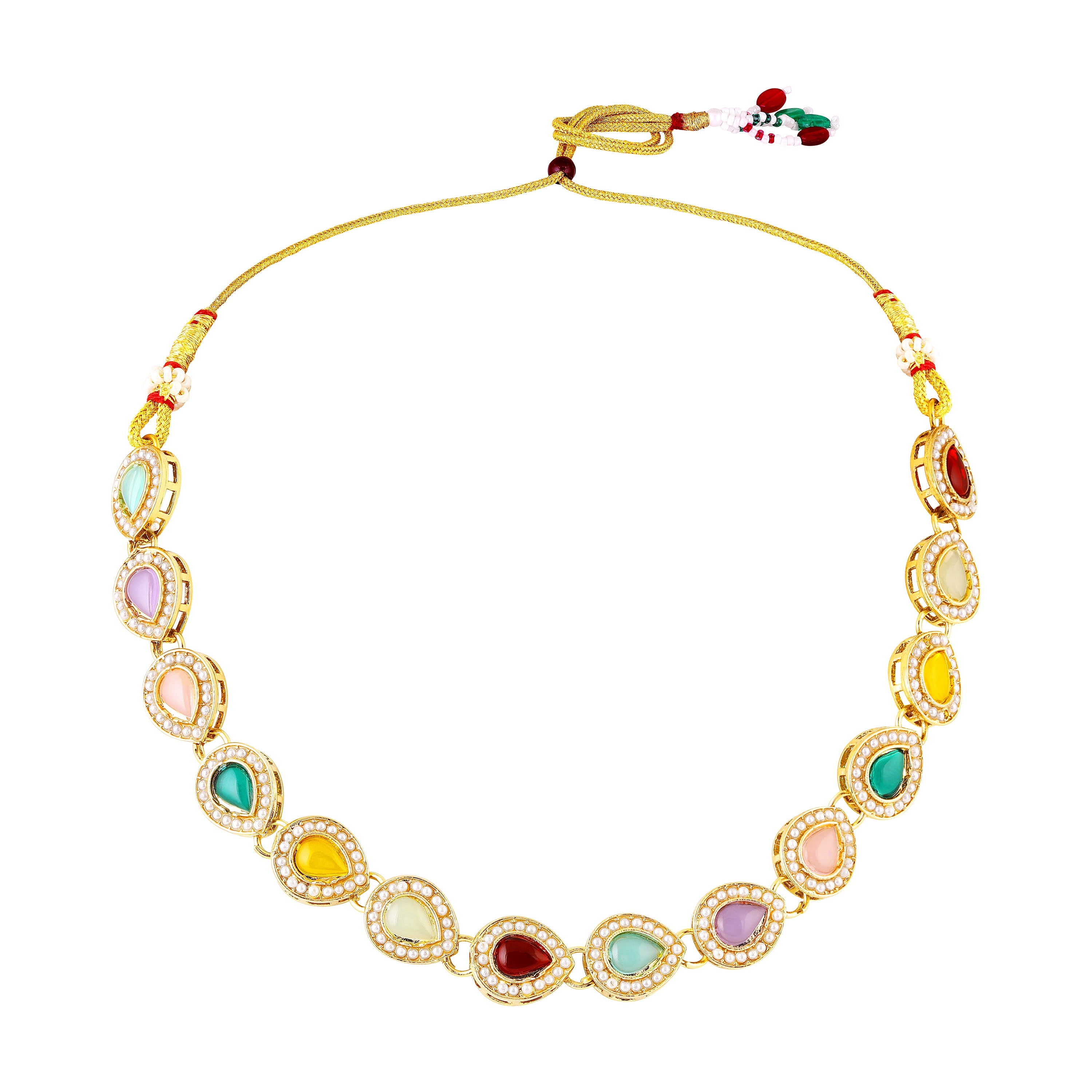 Mahi Traditional Multi-Color Kundan Necklace Set with Earrings for Women | Navratri Inspired Ethnic Jewellery for Wedding & Festive Wear (NL1108139GMul)