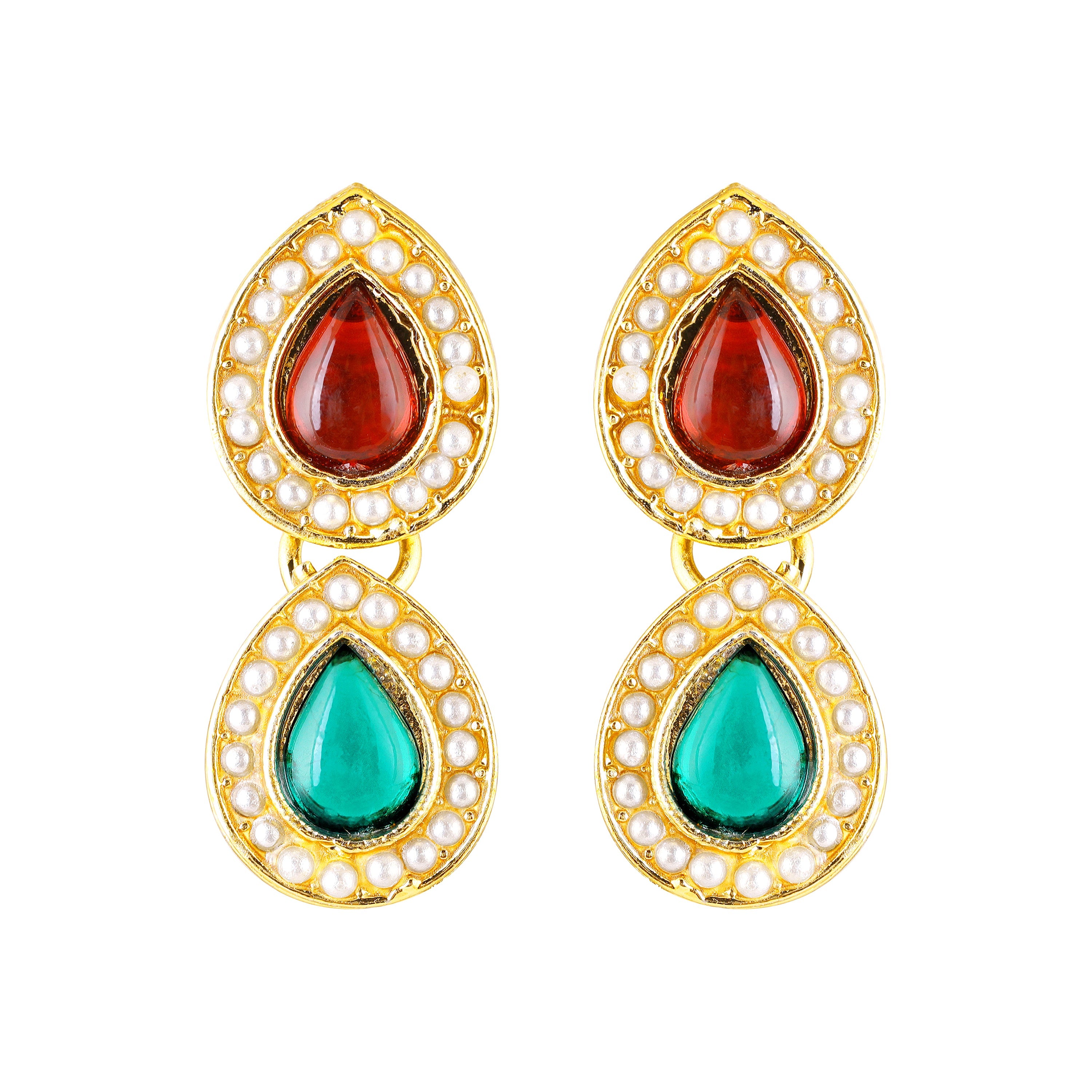 Mahi Traditional Multi-Color Kundan Necklace Set with Earrings for Women | Navratri Inspired Ethnic Jewellery for Wedding & Festive Wear (NL1108139GMul)