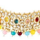 Mahi Traditional Kundan Choker Necklace Set for Women | Bridal Jewellery with Multicolor Beads | Wedding Choker Necklace with Earrings & Maang Tikka Jewellery Set (NL1108142GMul)