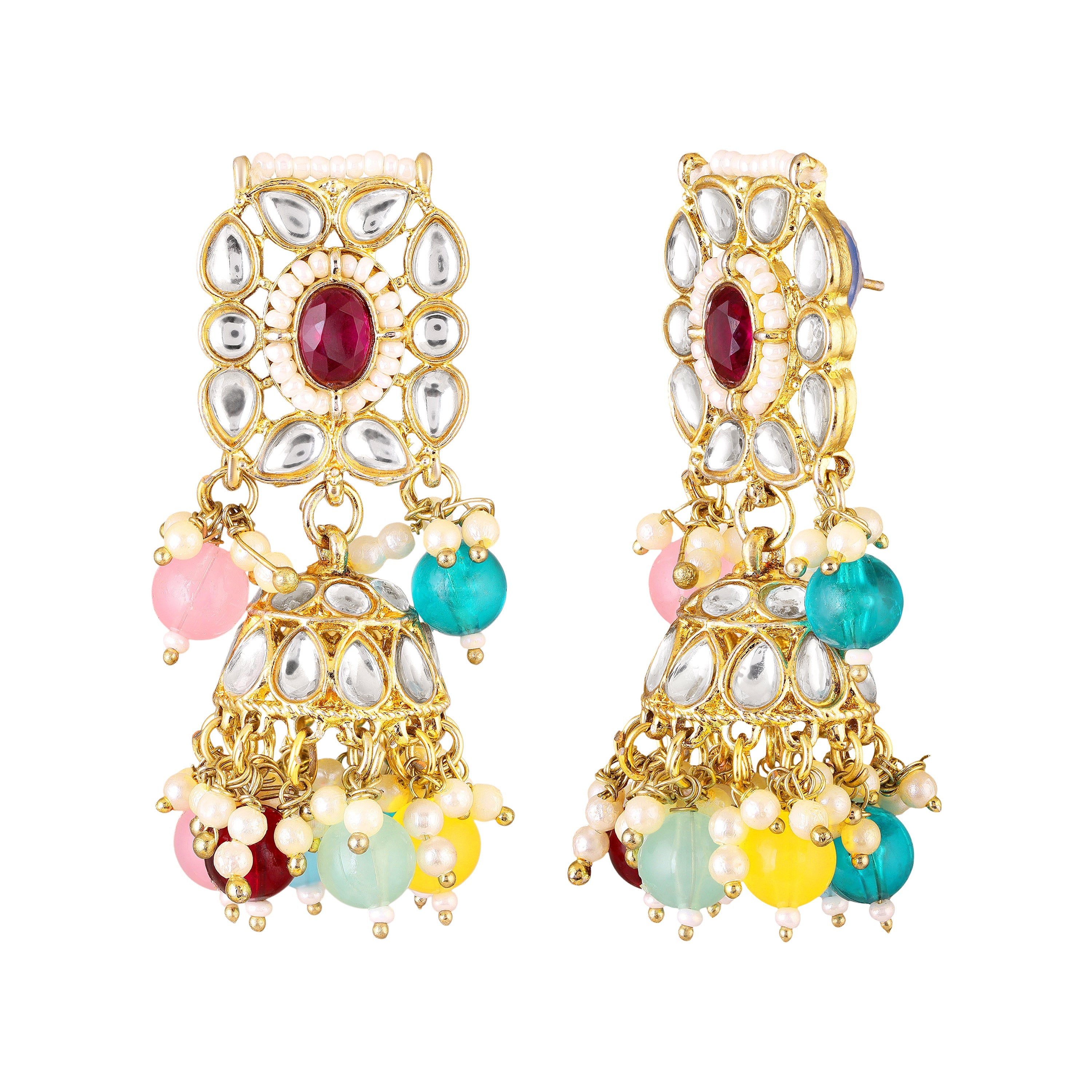 Mahi Traditional Kundan Choker Necklace Set for Women | Bridal Jewellery with Multicolor Beads | Wedding Choker Necklace with Earrings & Maang Tikka Jewellery Set (NL1108142GMul)