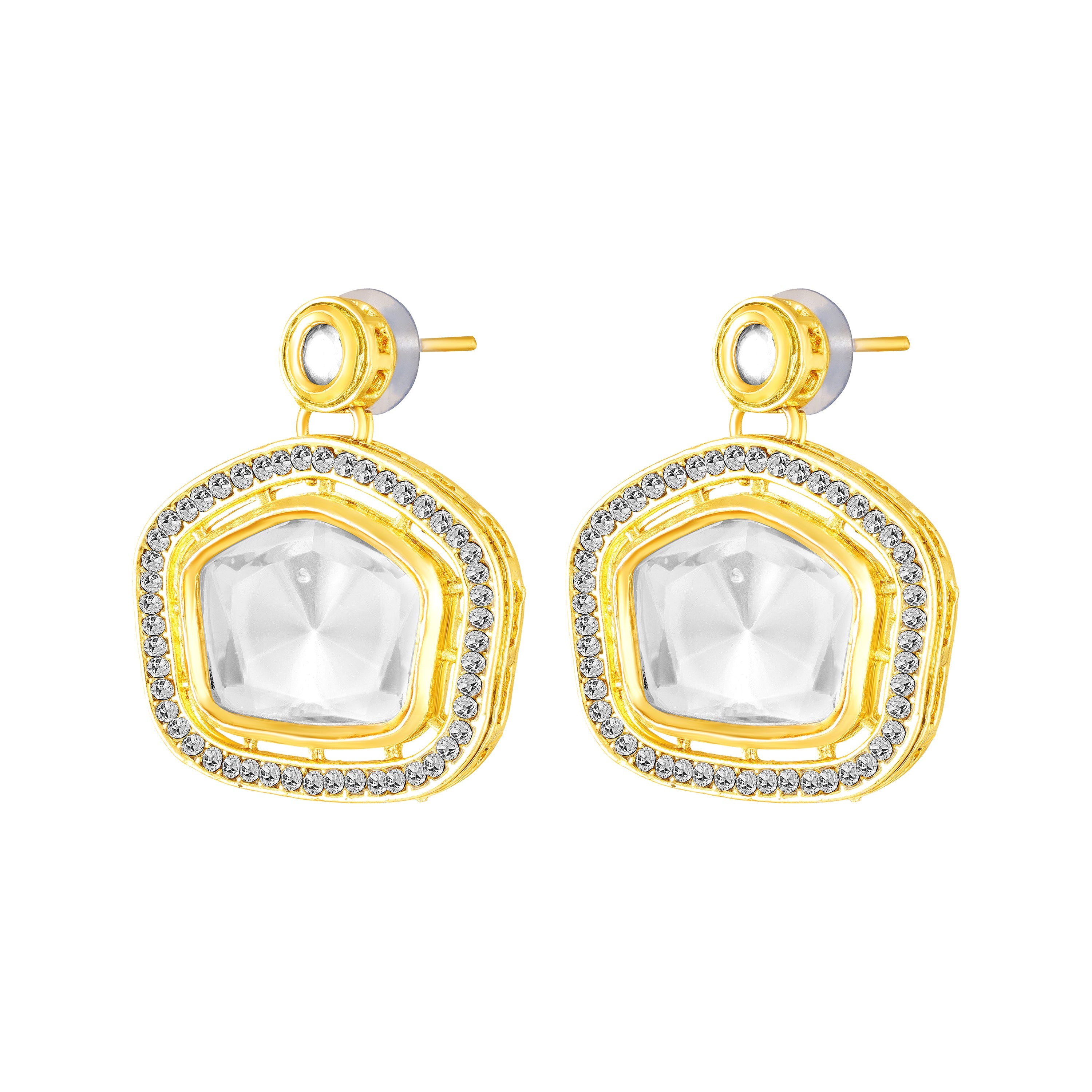 Mahi Traditional Kundan Choker Necklace Set for Women | Artificial Pearl Beaded Gold-Plated Jewelry with Earrings | Wedding & Festive Wear (NL1108143GWhi)