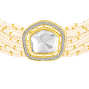 Mahi Traditional Kundan Choker Necklace Set for Women | Artificial Pearl Beaded Gold-Plated Jewelry with Earrings | Wedding & Festive Wear (NL1108143GWhi)