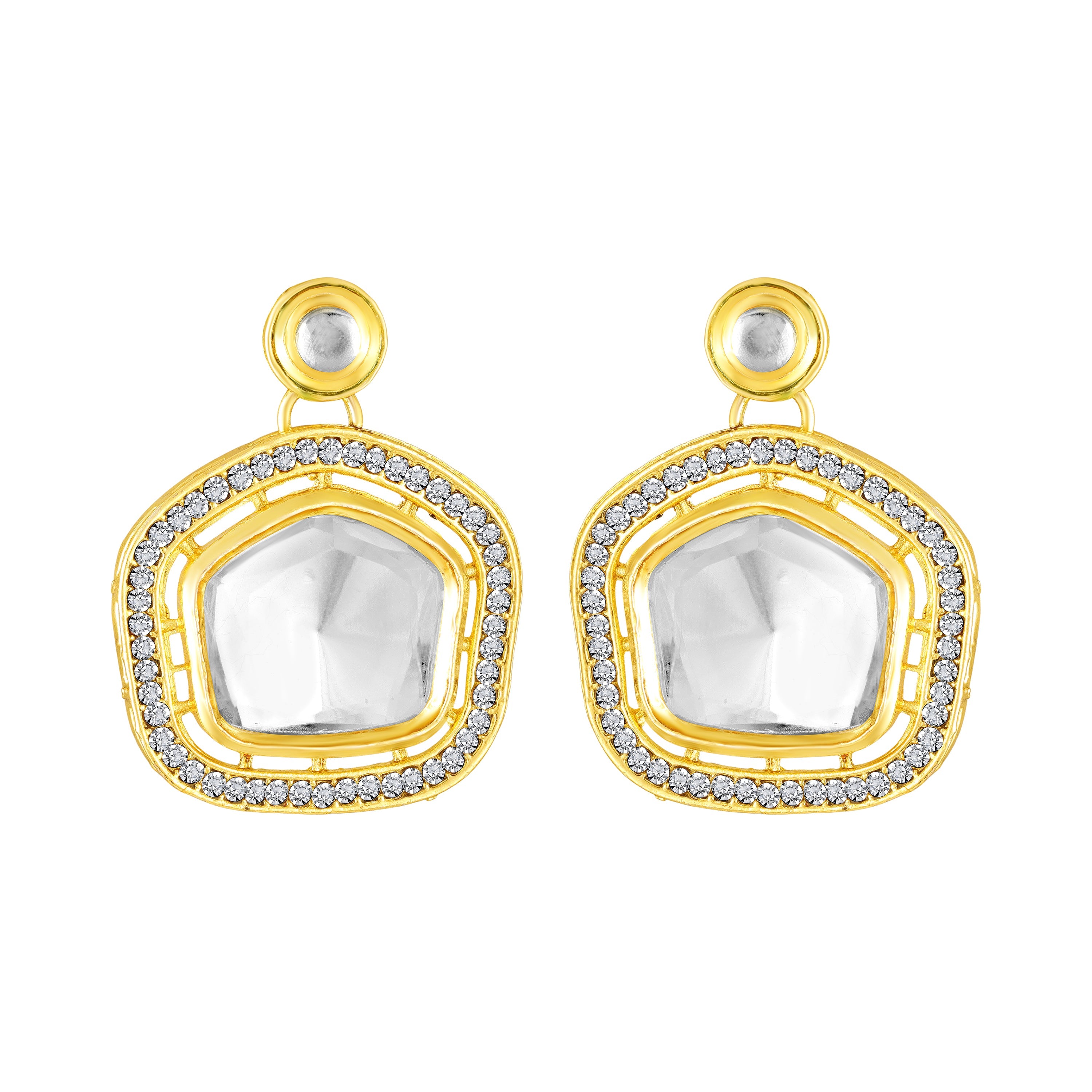 Mahi Traditional Kundan Choker Necklace Set for Women | Artificial Pearl Beaded Gold-Plated Jewelry with Earrings | Wedding & Festive Wear (NL1108143GWhi)