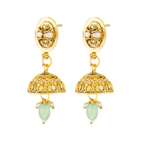 Mahi Traditional Gold Plated Choker Necklace Set with Earrings for Women | Kundan & Bead Work Temple Jewellery | Bridal & Festive Wear (NL1108144G)