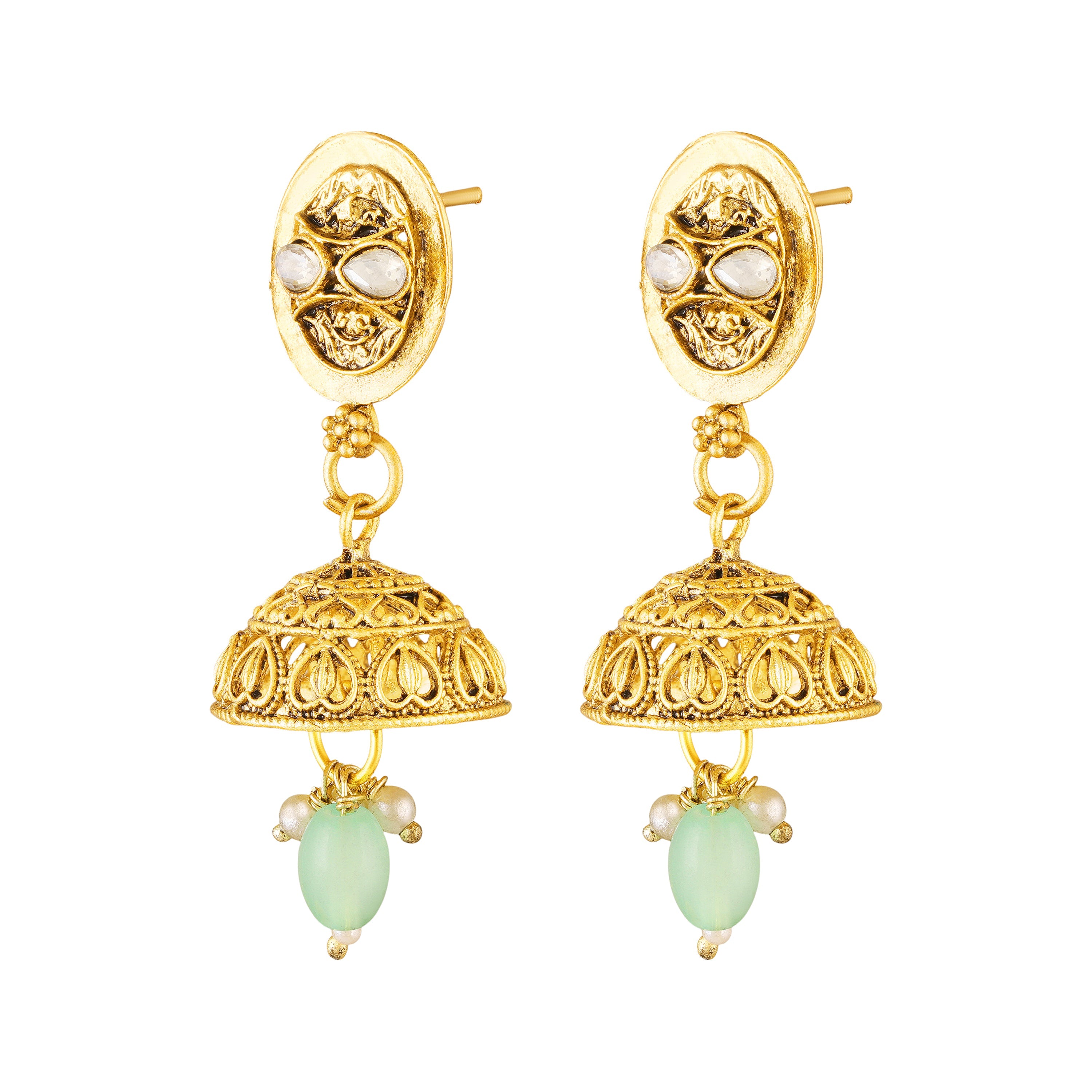 Mahi Traditional Gold Plated Choker Necklace Set with Earrings for Women | Kundan & Bead Work Temple Jewellery | Bridal & Festive Wear (NL1108144G)