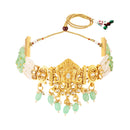 Mahi Traditional Gold Plated Choker Necklace Set with Earrings for Women | Kundan & Bead Work Temple Jewellery | Bridal & Festive Wear (NL1108144G)