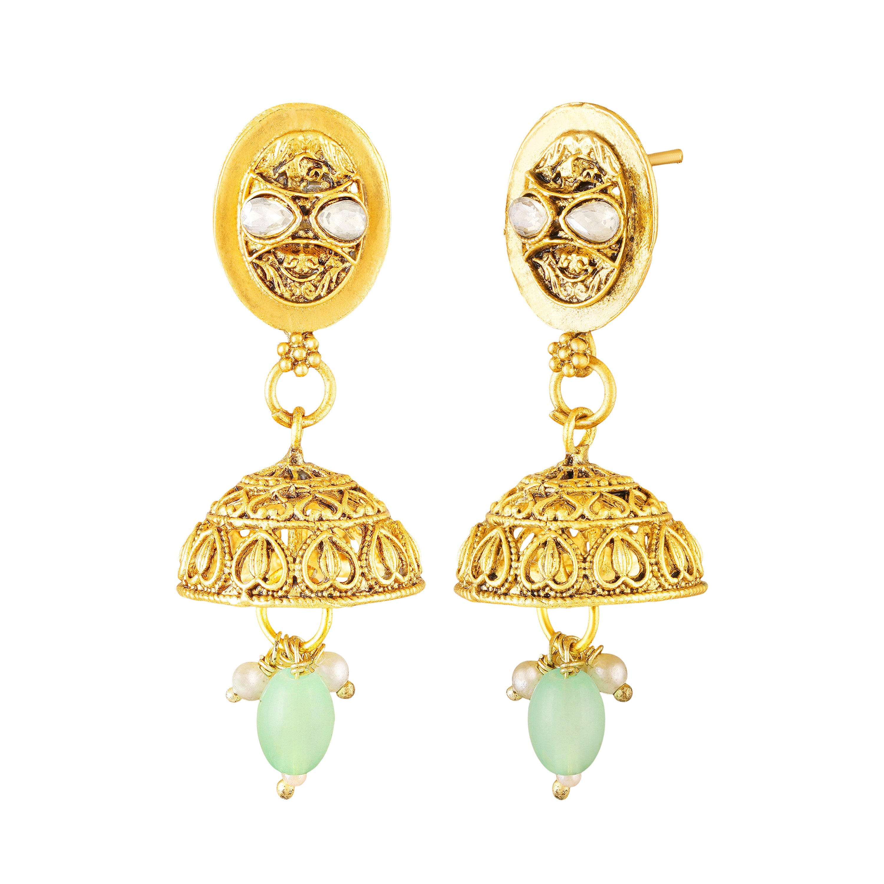 Mahi Traditional Gold Plated Choker Necklace Set with Earrings for Women | Kundan & Bead Work Temple Jewellery | Bridal & Festive Wear (NL1108144G)