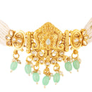 Mahi Traditional Gold Plated Choker Necklace Set with Earrings for Women | Kundan & Bead Work Temple Jewellery | Bridal & Festive Wear (NL1108144G)