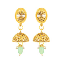 Mahi Traditional Gold Plated Choker Necklace Set with Earrings for Women | Kundan & Bead Work Temple Jewellery | Bridal & Festive Wear (NL1108144G)