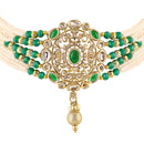 Mahi Traditional Kundan Multilayer Choker Necklace Set with Kundan & Artificial Pearls for Women | Bridal & Ethnic Jewellery with Earrings (NL1108146GGre)
