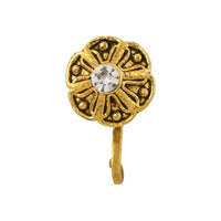 Etnico Gold Plated Traditional Ethnic Set of 6 Nose Pins Without Piercing Encased with Stones for Women (NL191FL-CO)