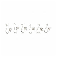 Etnico Silver Plated Cubic Zirconia American Diamond Clip On Non Piercing Pressing Type Nose Pin/Stud Combo Pack For Women (NL193S-CO)
