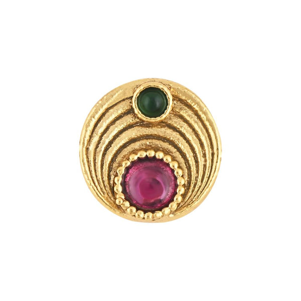 Etnico Gold Plated Traditional Round Shape Nose Pin Without Piercing For Women And Girls