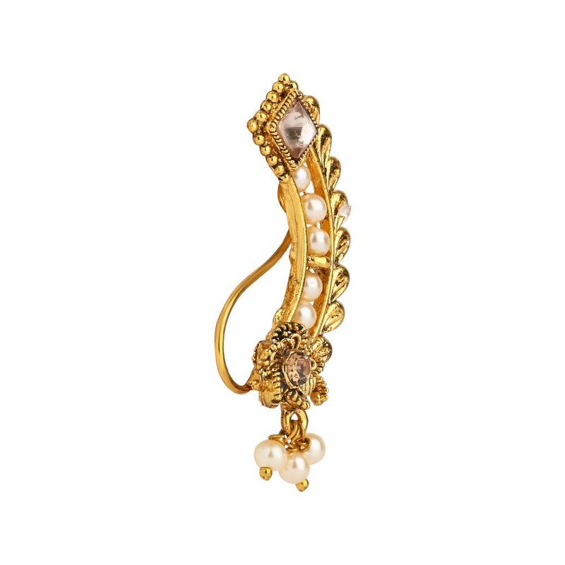 Etnico Traditional Maharashtrian Gold-Plated Pressing Nath Nose Pins Clip On For Women (NL98FL)