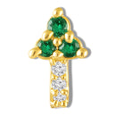 Mahi Gold Tone Green & White Crystals Non-Piercing Triangular Cluster Hoop Adjustable Nose Ring for Women (NR1100174GGre)