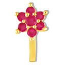 Mahi Gold Plated Red Ruby Non-Piercing Floral Cluster Adjustable Nose Ring | U-Shape Nath Style for Women (NR1100175GRed)