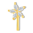 Mahi Floral Crystals Studded Non-Piercing Adjustable 5-Petal Flower Design Nose Ring | Lightweight Floral Nose Pin for Women (NR1100178GWhi)