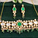 Js Fashion  Fancy Design High Gold Polish Beautiful Kundan Stones Kundan Choker Style Necklace Set