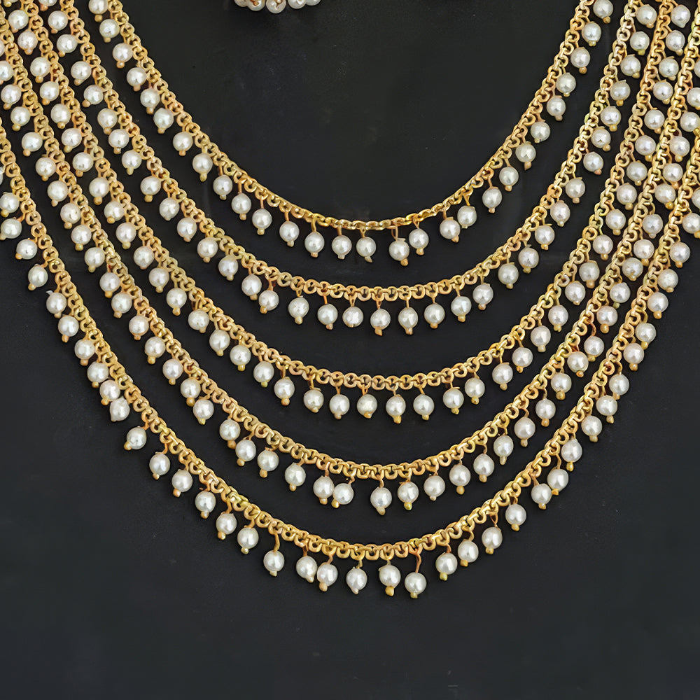 Js Fashion Premium Multi-Layer Pearl Necklace Set