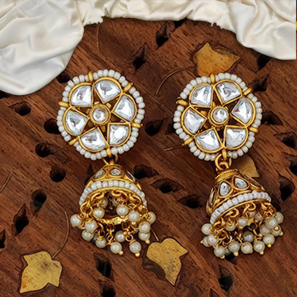 Js Fashion Graceful Kundan Stone And Pearl Choker Necklace Set