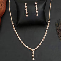 Js Fashion Delicate Rose Gold Plated Austrian Stone Necklace Set