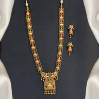 Js Fashion Graceful Pota Stone And Pearl Temple Long Necklace Set