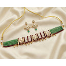 Js Fashion Stunning High Gold Kundan Stone And Pearl Choker Necklace Set 