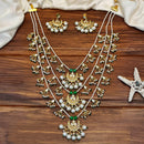 Js Fashion Premium Multi-Layer Kundan Pearl And Beads Long Necklace Set