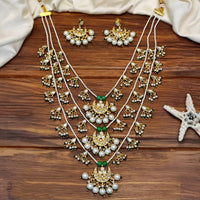 Js Fashion Premium Multi-Layer Kundan Pearl And Beads Long Necklace Set