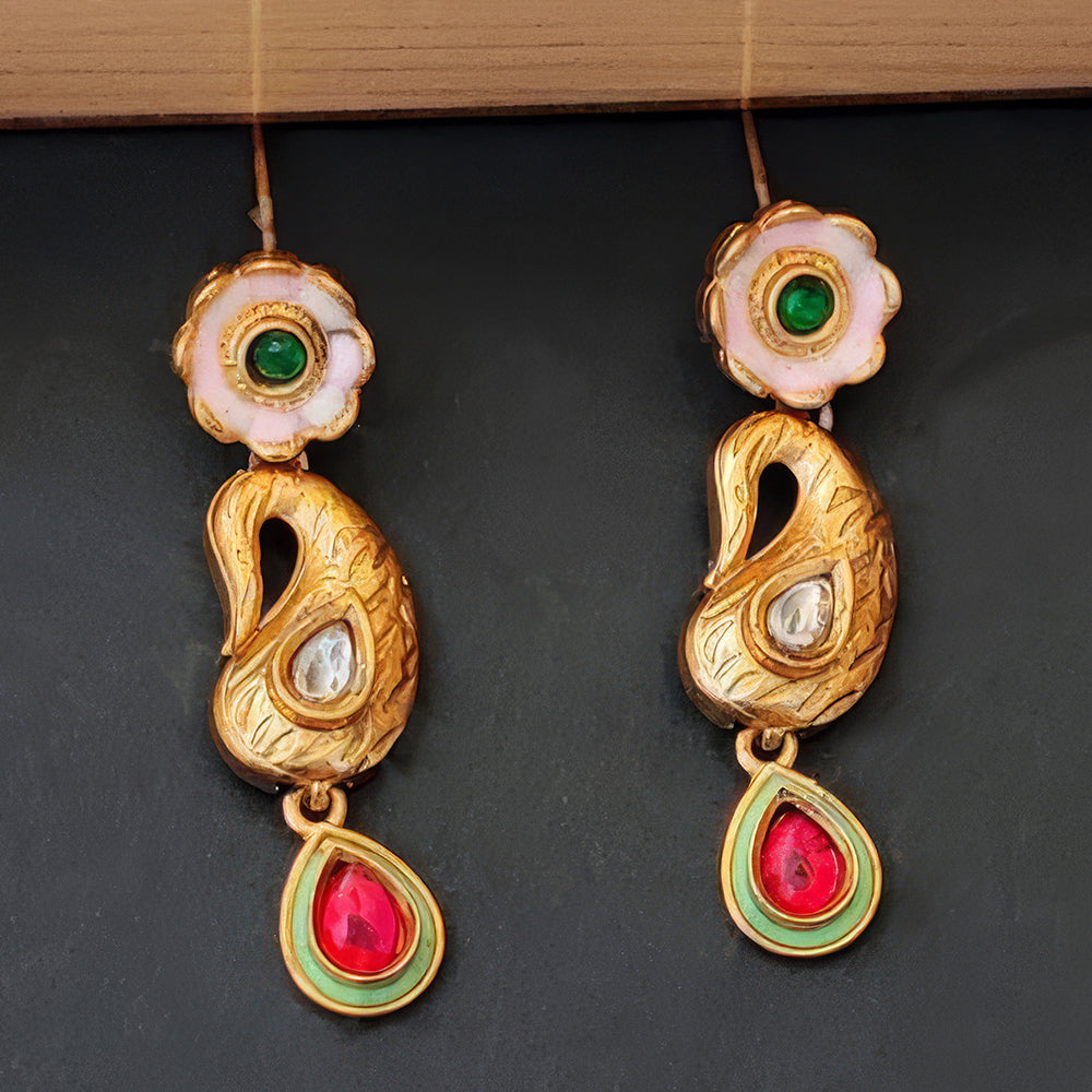 Js Fashion Royal Pota Stone And Meenakari Necklace Set