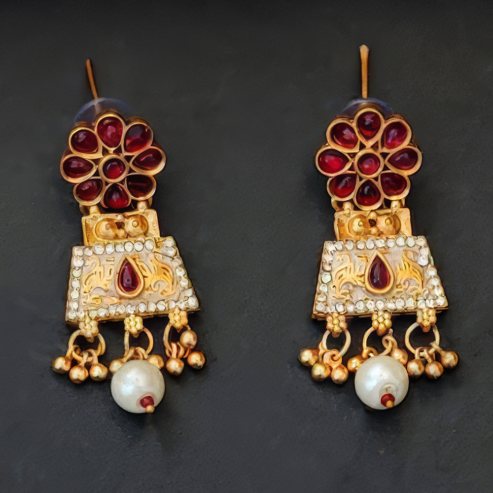 Js Fashion Royal Pota Stone And Meenakari Necklace Set