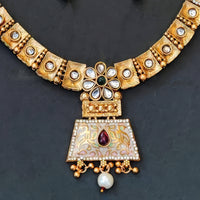 Js Fashion Royal Pota Stone And Meenakari Necklace Set