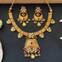 Js Fashion  Antique Jewellery Designer High Gold Fancy Style Short Necklace Set