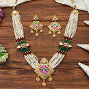 JS Fashion Premium Rajwadi Polish Pota Stone And Pearl Necklace Set