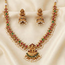 JS Fashion Premium Rajwadi Polish Pota Stone And Pearl Temple Necklace Set