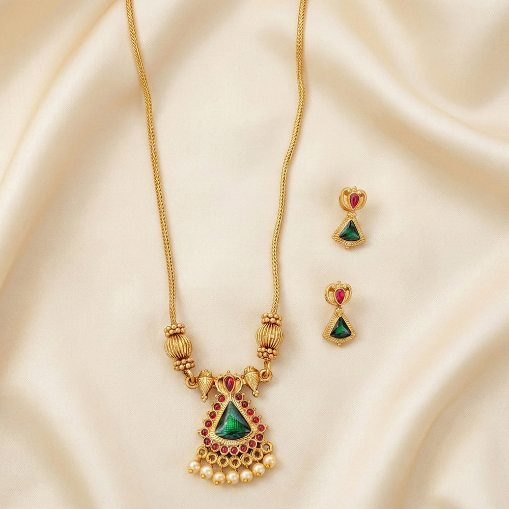 JS Fashion Premium Rajwadi Polish Pearl Necklace Set