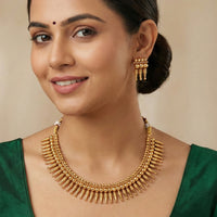 Js Fashion  High Gold Antique Spike Design Necklace Set with Earrings